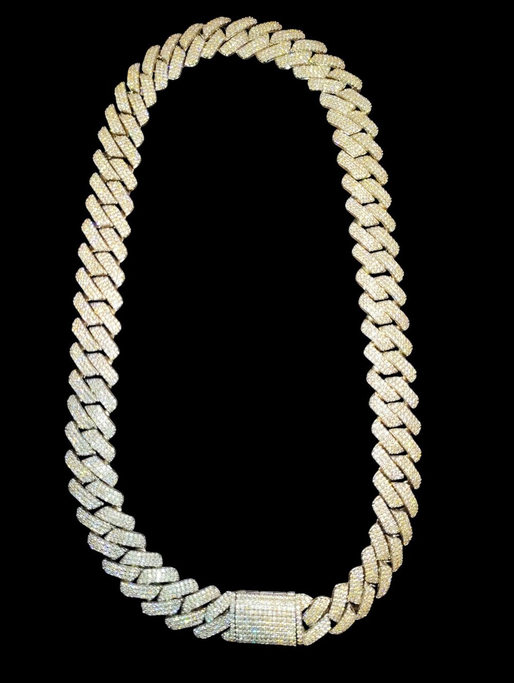 Smaller Iced out 14k white gold plated cuban link chain 24 inches